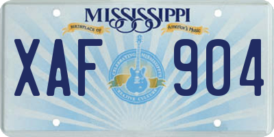 MS license plate XAF904