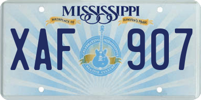 MS license plate XAF907
