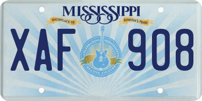 MS license plate XAF908