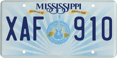 MS license plate XAF910