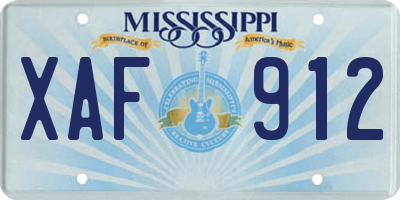 MS license plate XAF912