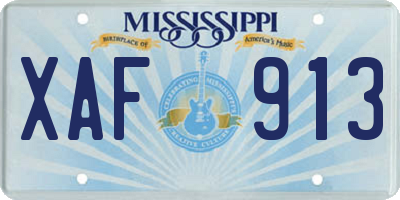 MS license plate XAF913