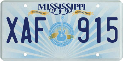 MS license plate XAF915