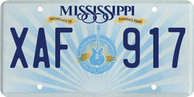 MS license plate XAF917