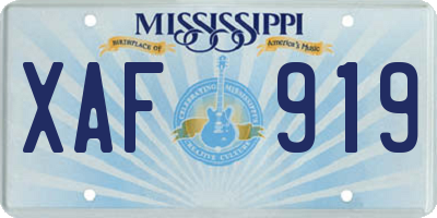 MS license plate XAF919