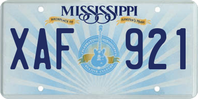 MS license plate XAF921