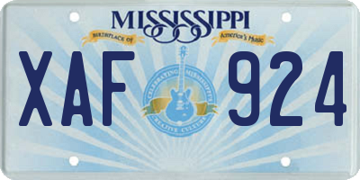 MS license plate XAF924