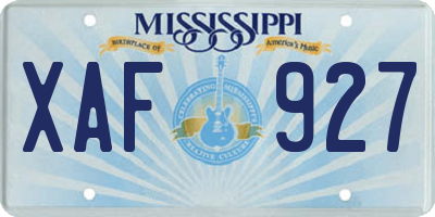 MS license plate XAF927