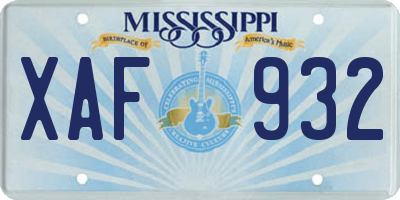 MS license plate XAF932