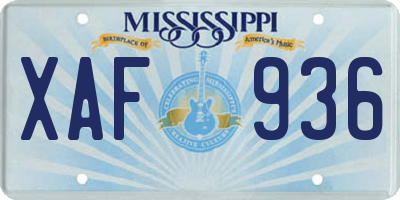 MS license plate XAF936