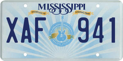 MS license plate XAF941