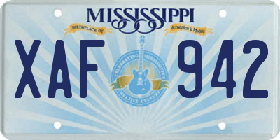 MS license plate XAF942