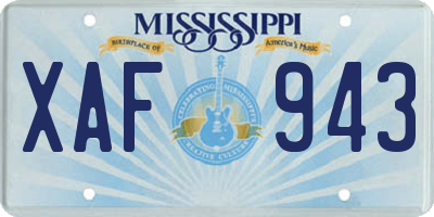 MS license plate XAF943