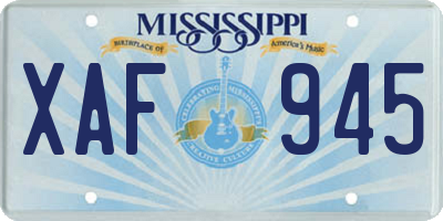 MS license plate XAF945