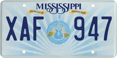 MS license plate XAF947