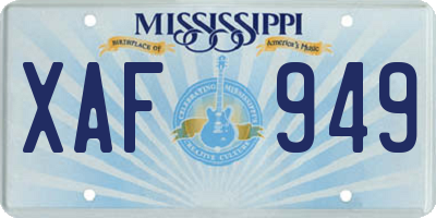 MS license plate XAF949