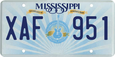 MS license plate XAF951