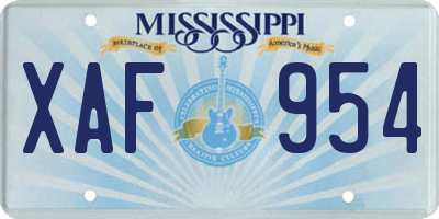 MS license plate XAF954