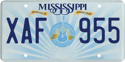 MS license plate XAF955