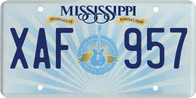 MS license plate XAF957