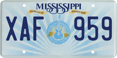 MS license plate XAF959