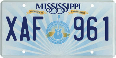 MS license plate XAF961