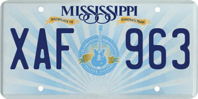 MS license plate XAF963