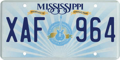 MS license plate XAF964