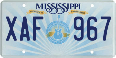 MS license plate XAF967
