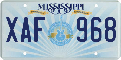 MS license plate XAF968