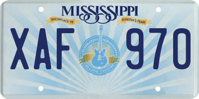 MS license plate XAF970