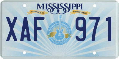 MS license plate XAF971