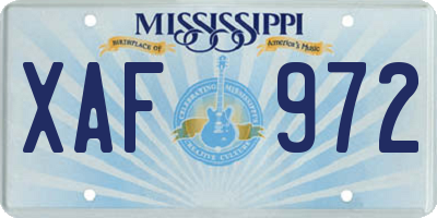 MS license plate XAF972