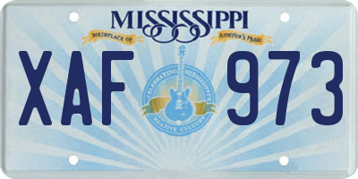 MS license plate XAF973