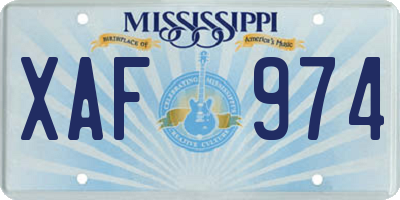 MS license plate XAF974