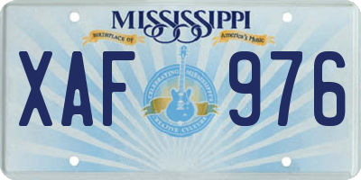 MS license plate XAF976