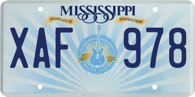MS license plate XAF978