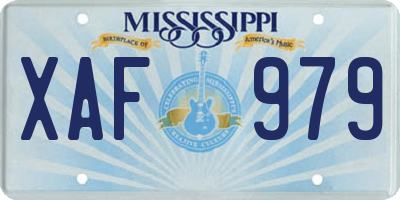 MS license plate XAF979