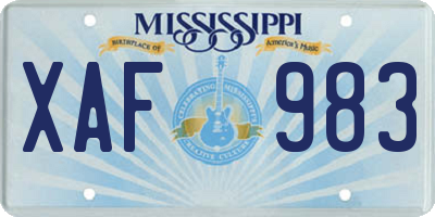 MS license plate XAF983