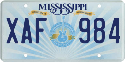 MS license plate XAF984