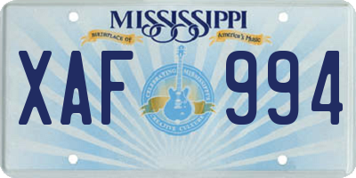 MS license plate XAF994