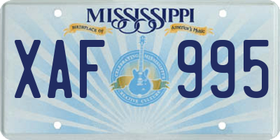 MS license plate XAF995