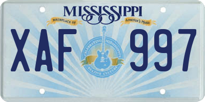 MS license plate XAF997
