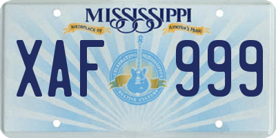 MS license plate XAF999