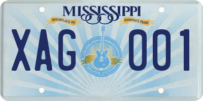 MS license plate XAG001