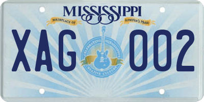 MS license plate XAG002