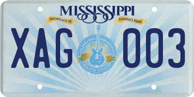 MS license plate XAG003