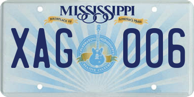 MS license plate XAG006