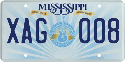 MS license plate XAG008