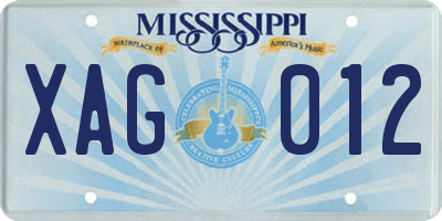 MS license plate XAG012